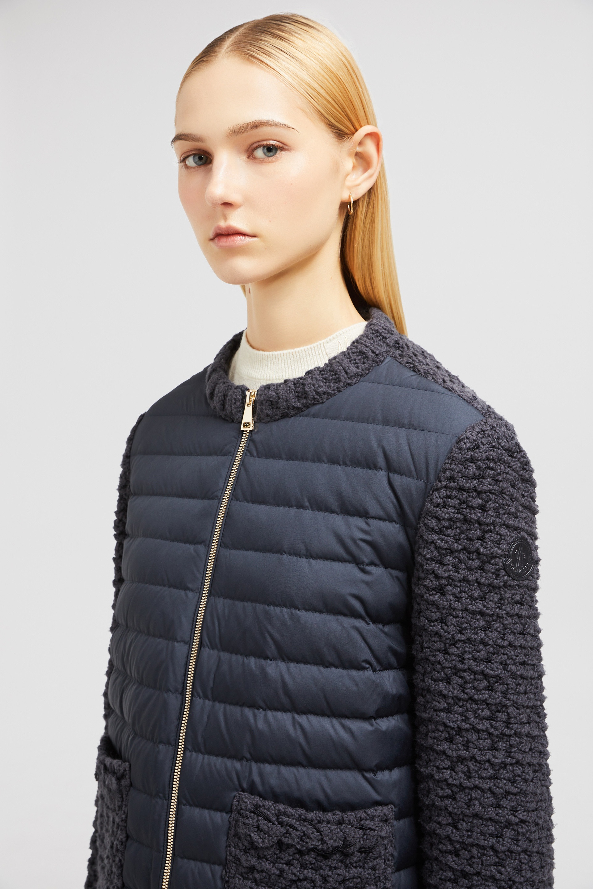 Padded Cotton Zip-Up Cardigan - 4