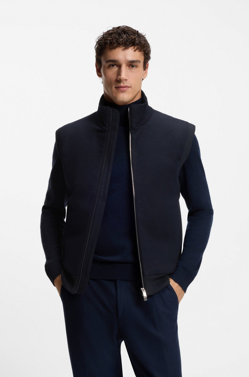 FLANNEL GILET WITH RIBBED TRIMS 2