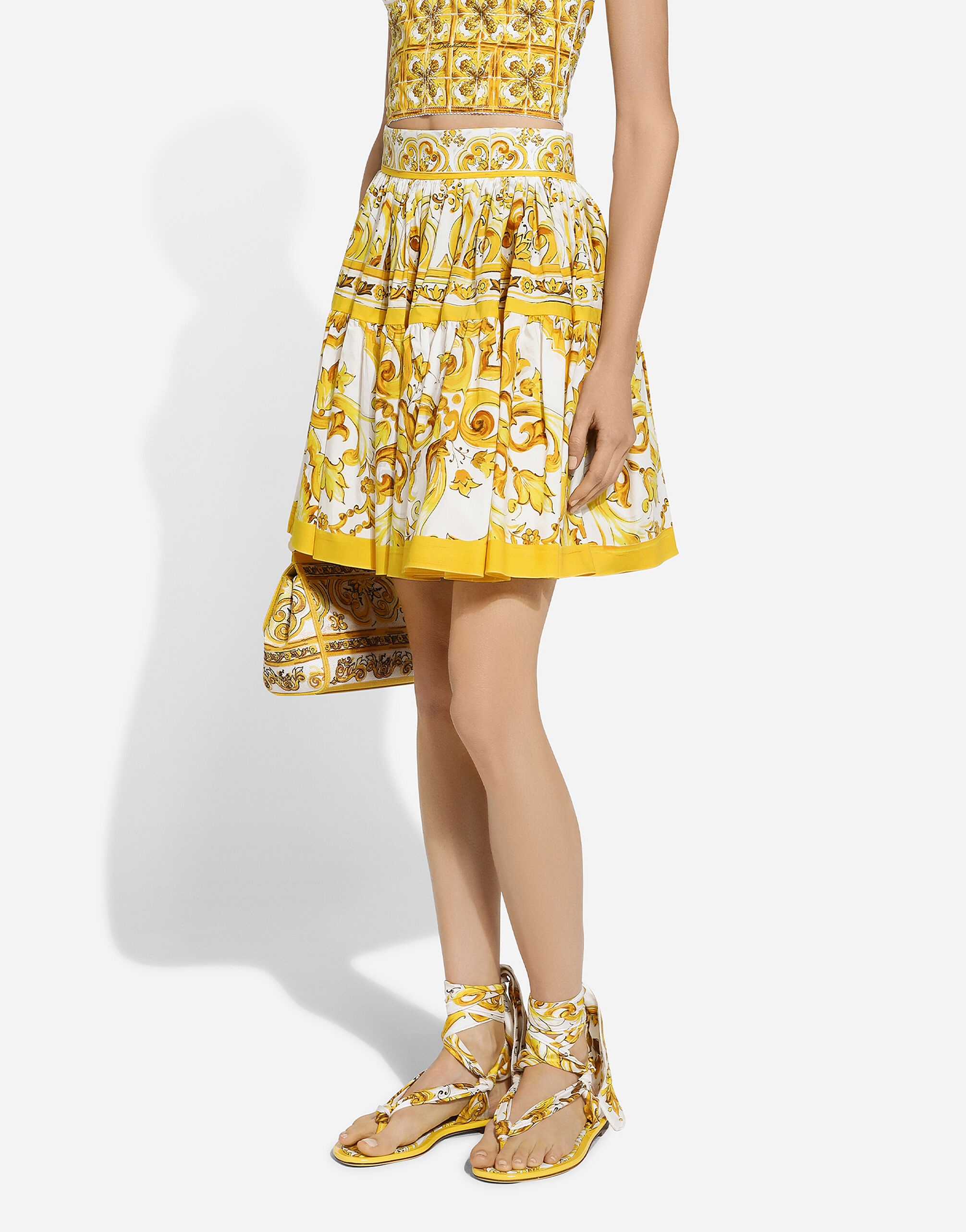 Short circle skirt in majolica-print cotton - 4