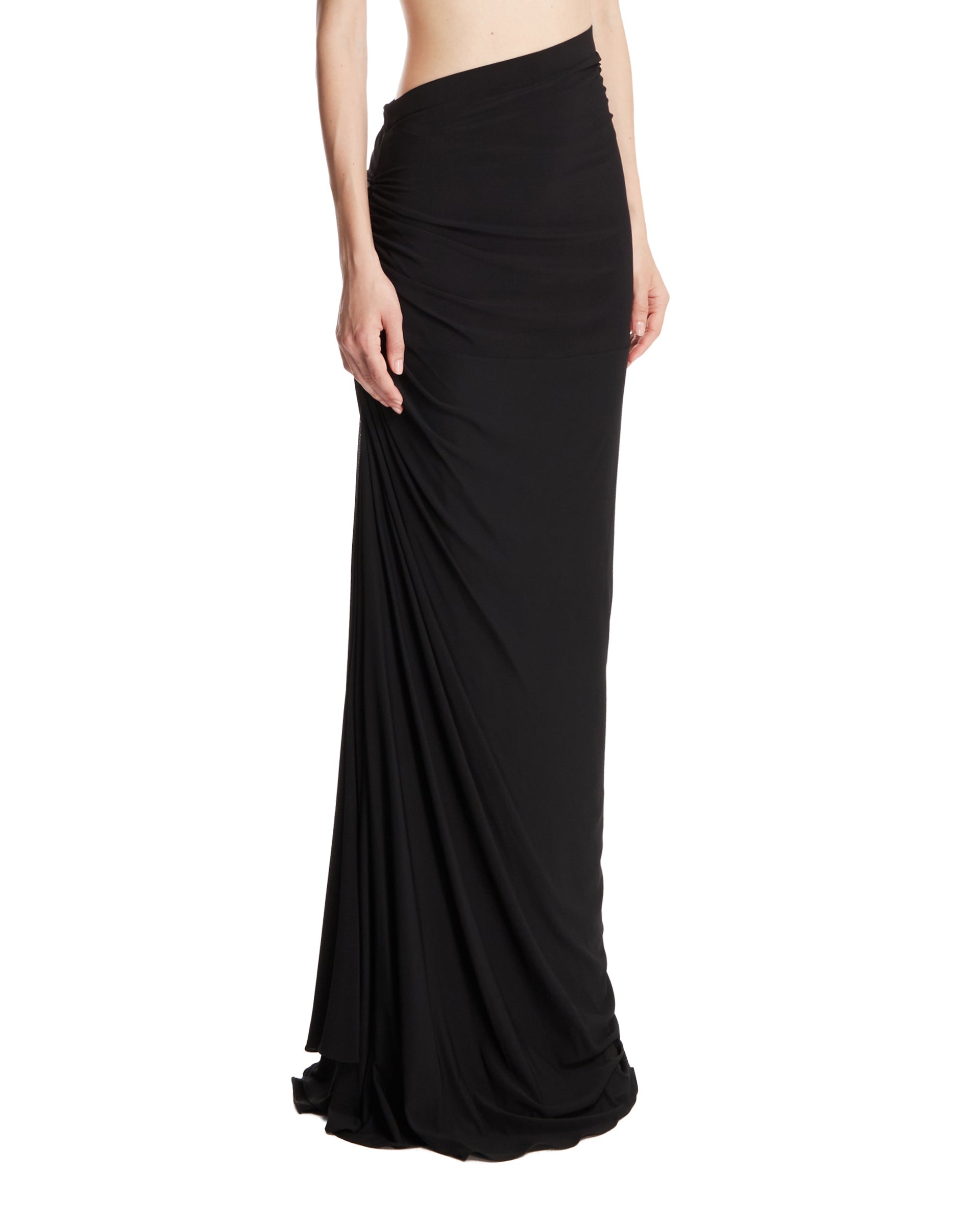 Black Draped Maxi Skirt - 4
