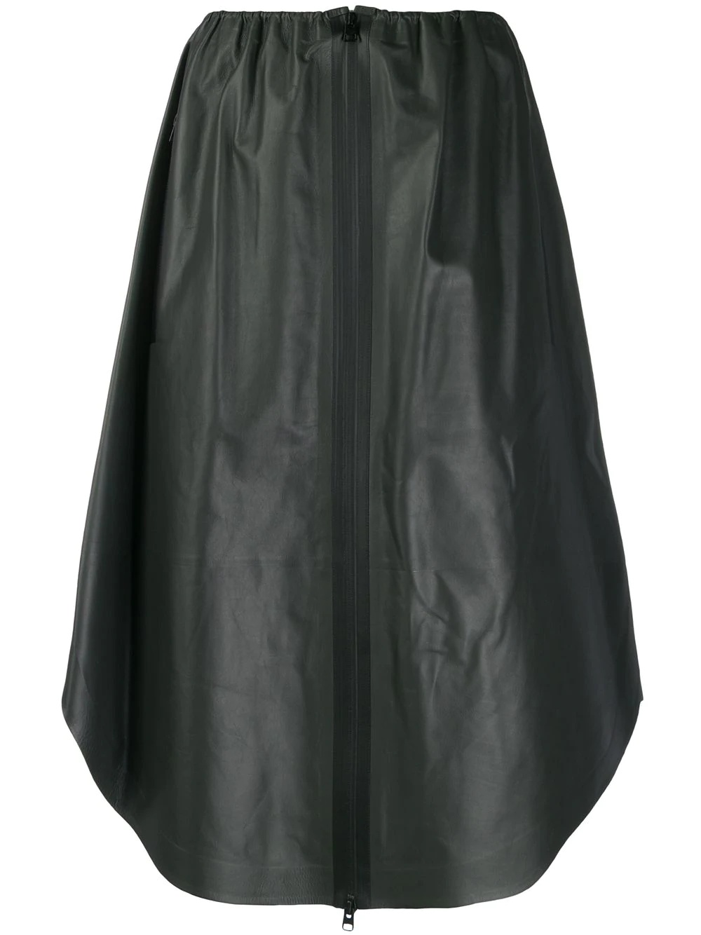 zipped leather midi skirt - 1