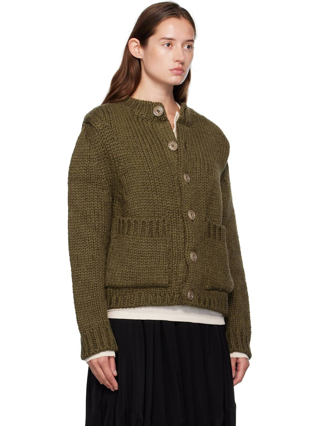 Khaki Over Cardigan - 2