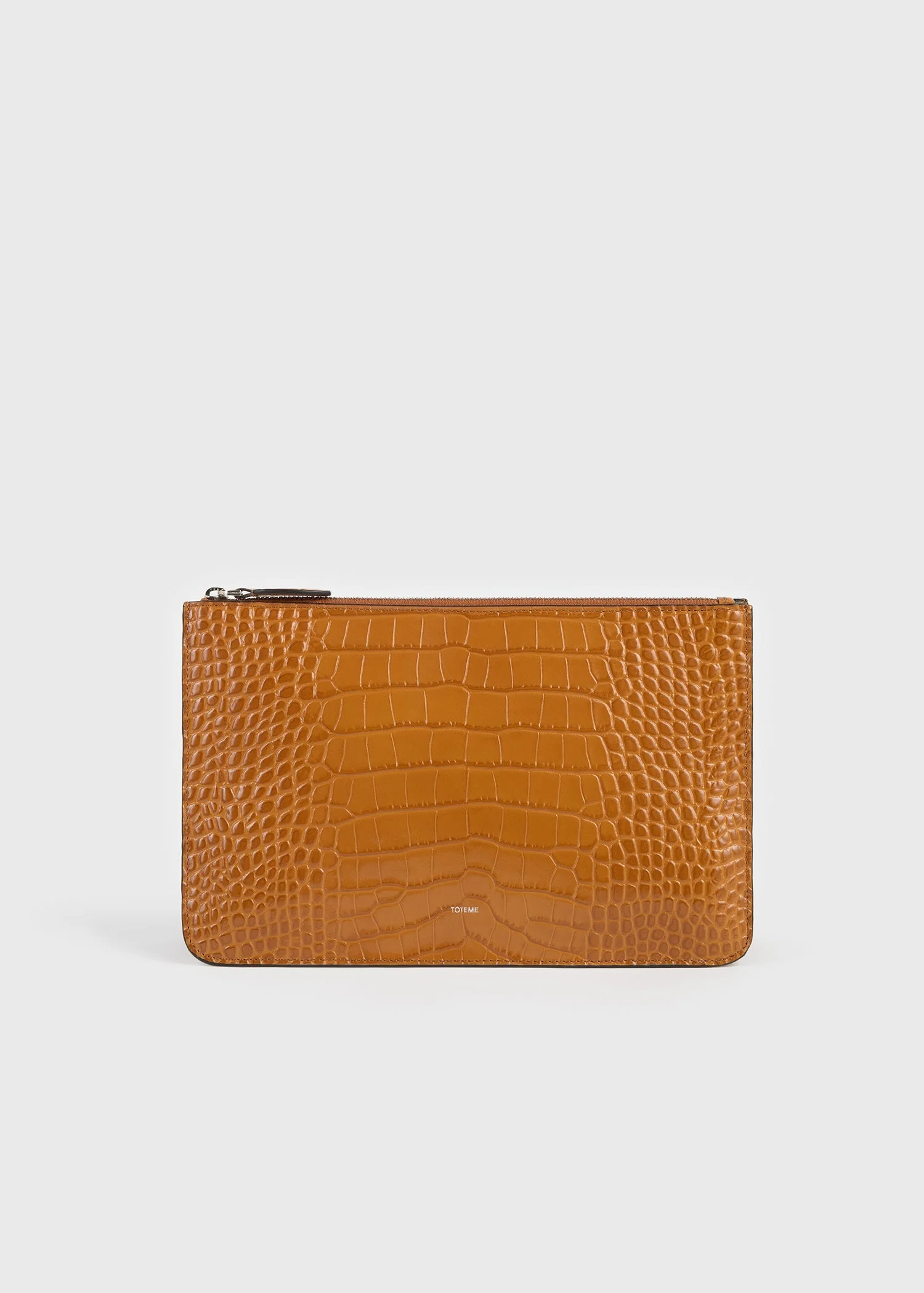 Threefold croco-embossed clutch tangerine - 1