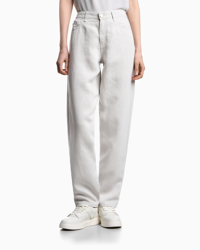 EMPORIO ARMANI J90 CARROT-FIT JEANS IN A LYOCELL AND LINEN BLEND DENIM ASV outlook