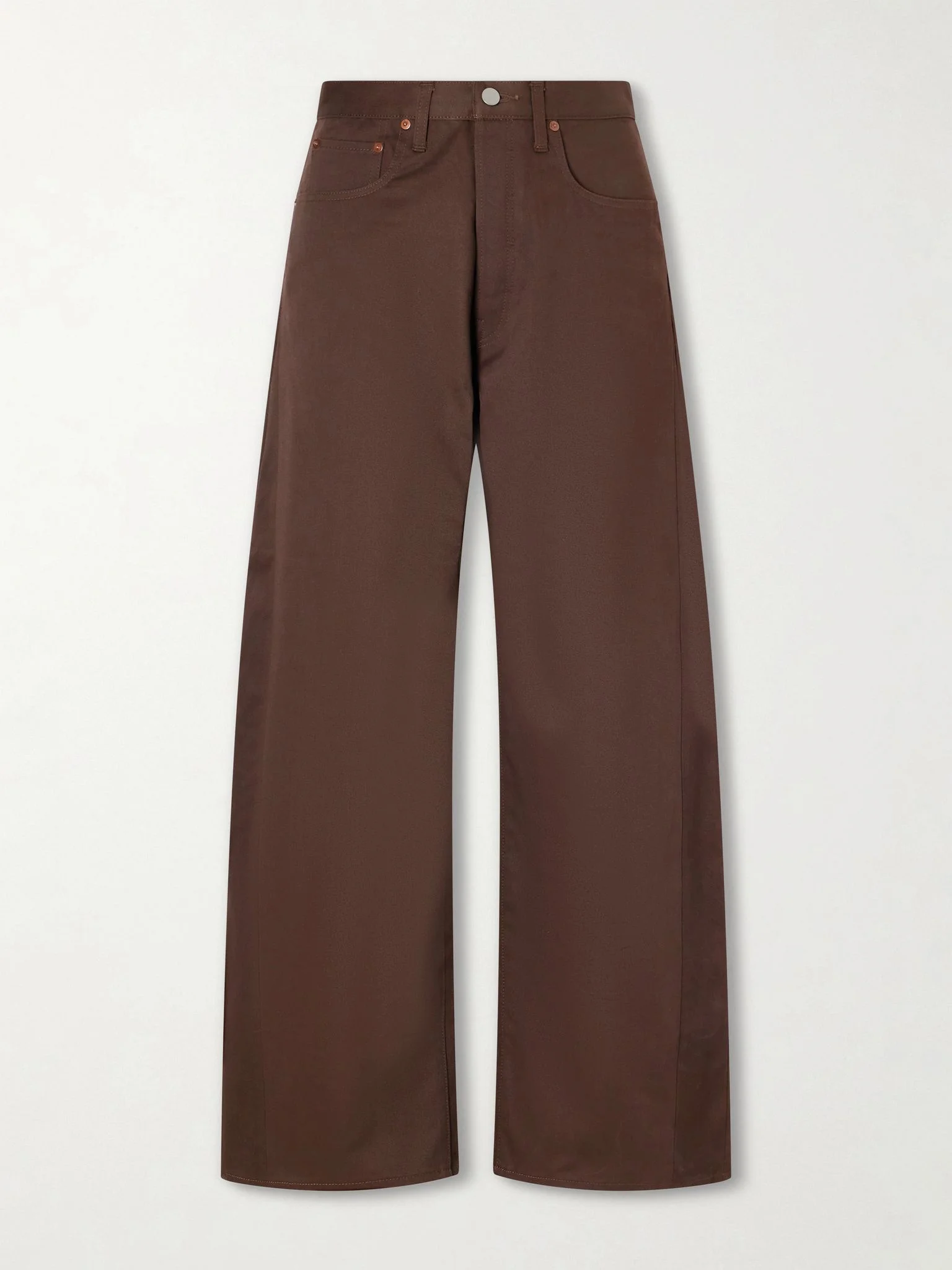 High-rise waist wide-leg denim Brown - 1