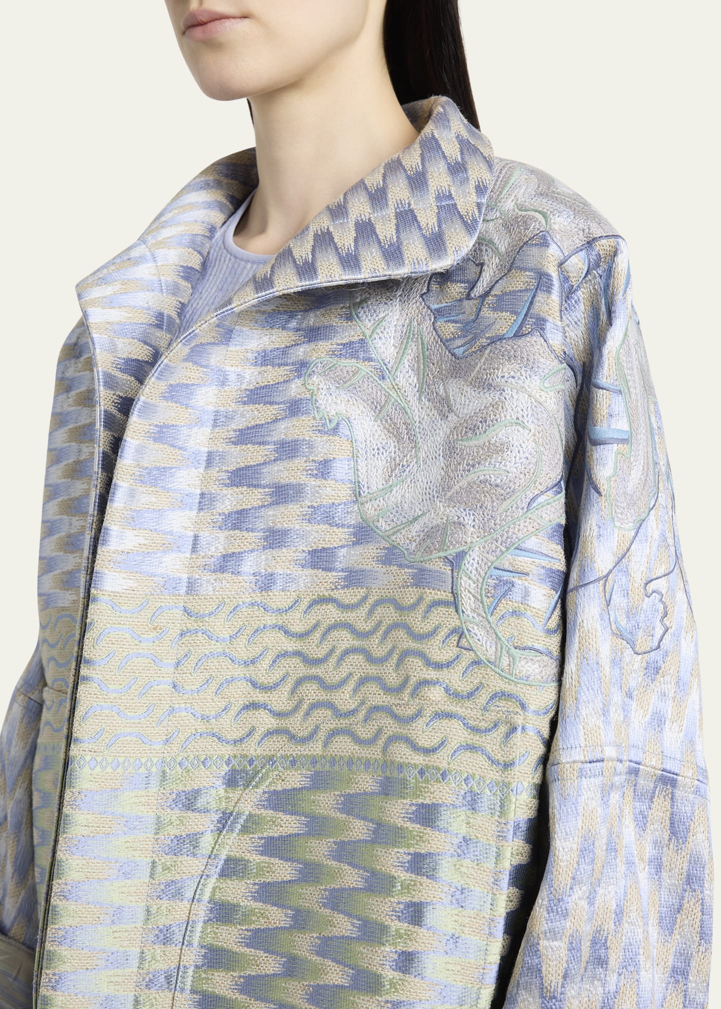 コート GIORGIO ARMANI Jacquard hemp, linen and silk caban GIORGIO ARMANI Woven Caban Coat | bergdorfgoodman | REVERSIBLE