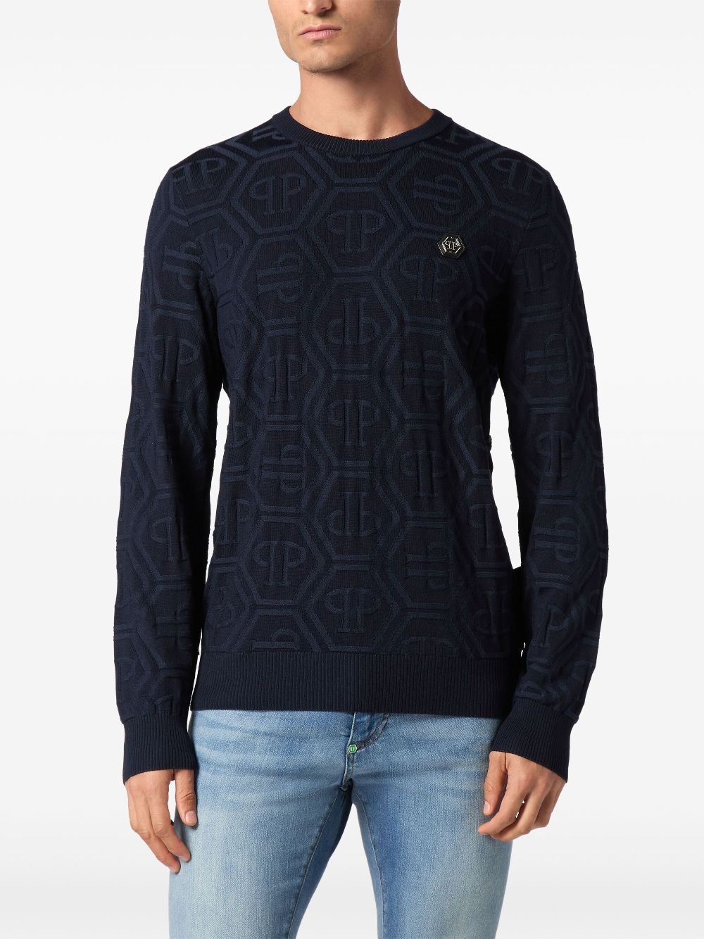 monogram-jacquard sweater - 3