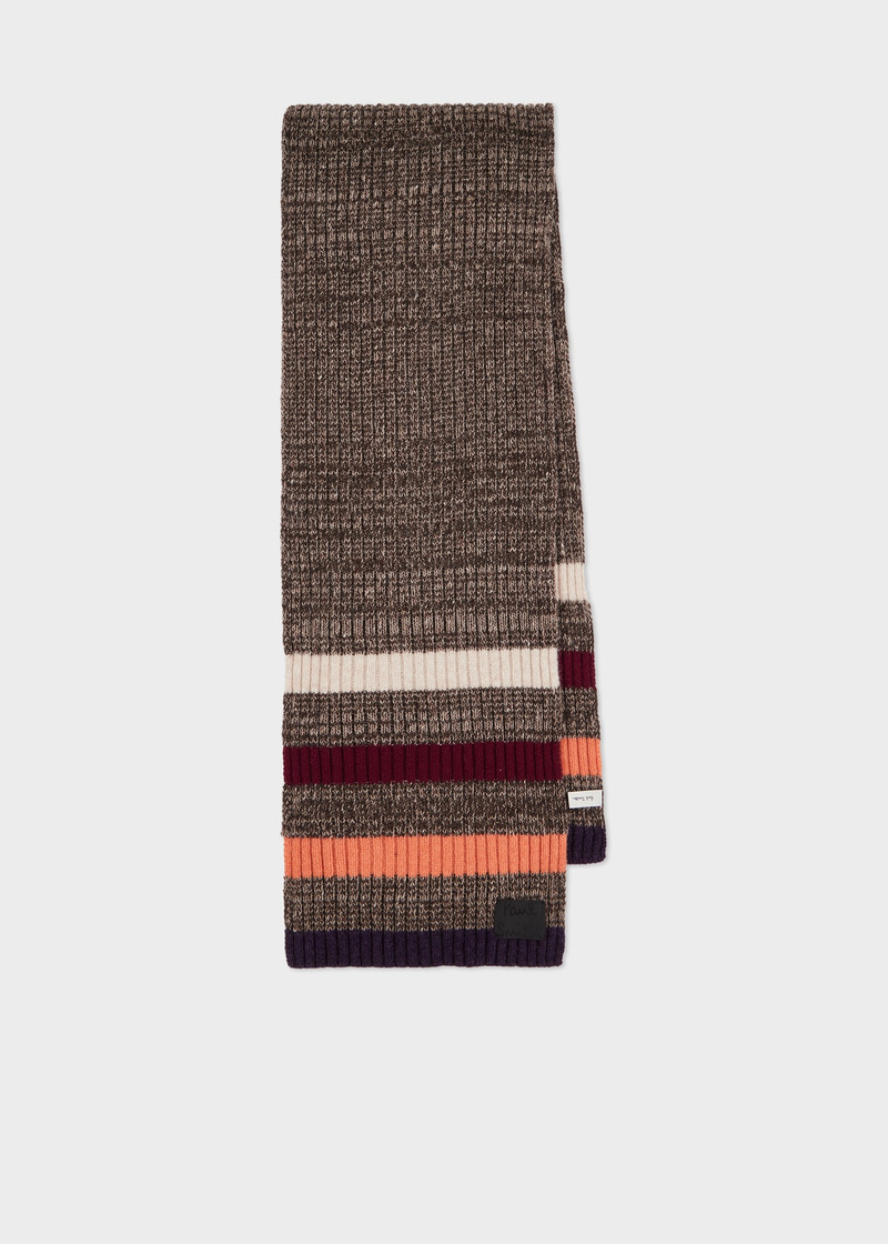 Brown Mohair-Blend Stripe Scarf 1