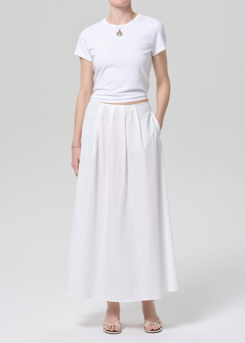 Emi Poplin Skirt In Optic White - 1