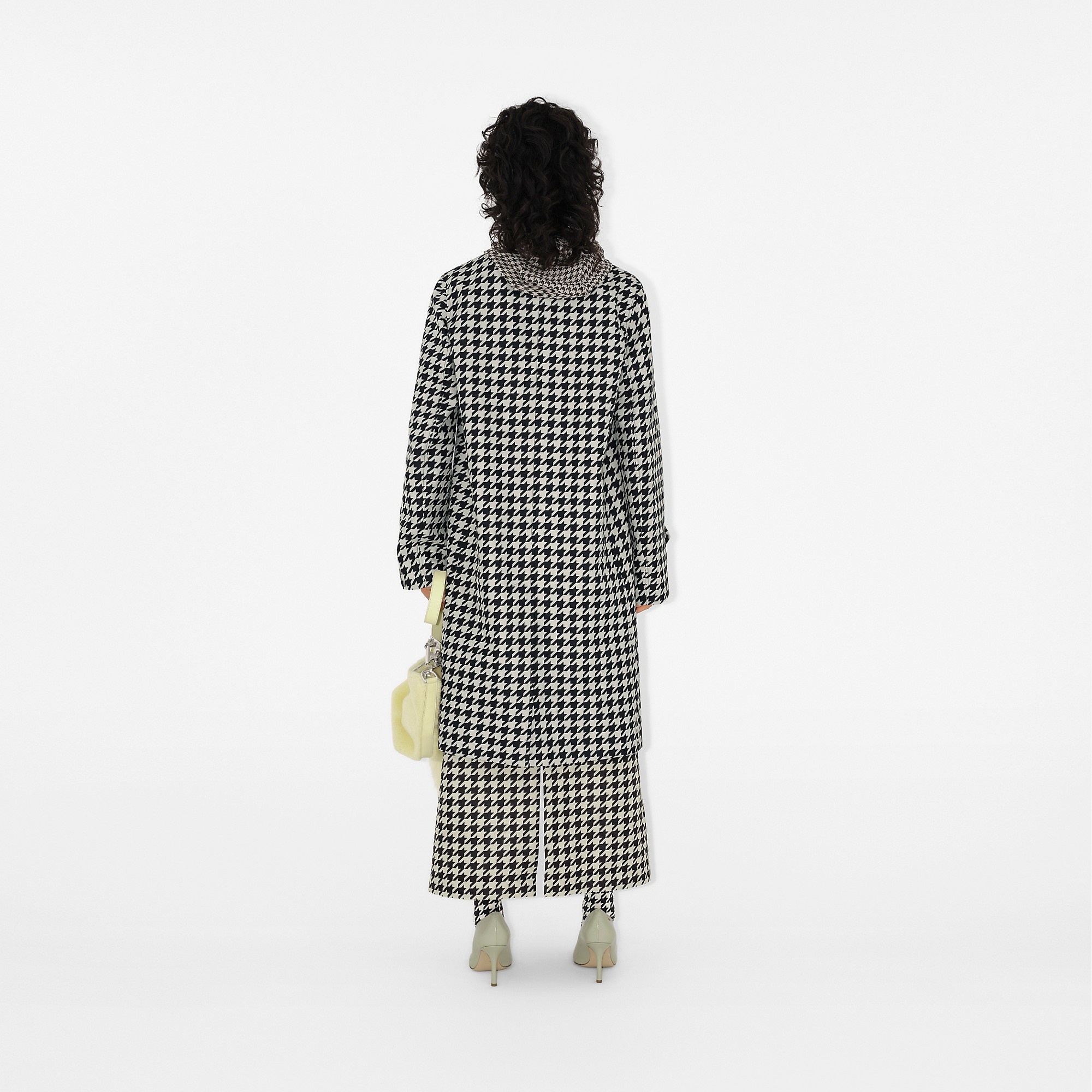 Long Houndstooth Car Coat - 4