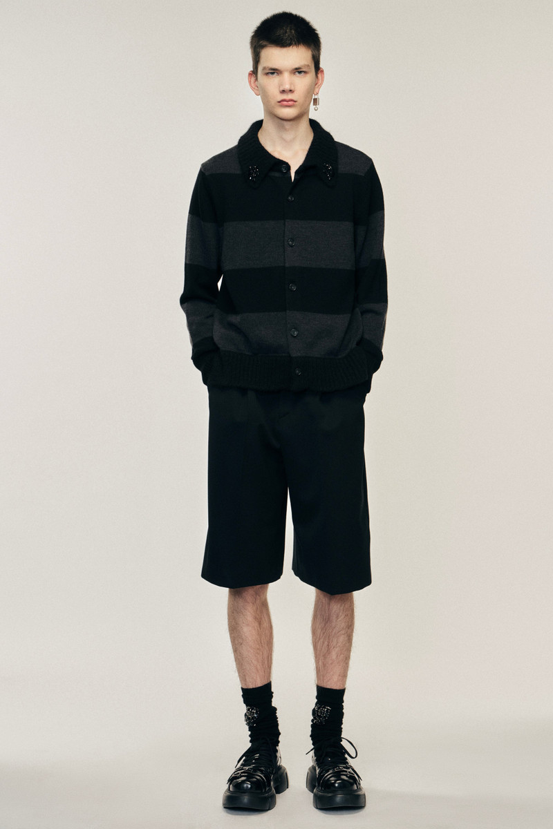 Embellished Fuzzy Collar Rugby Cardigan 3