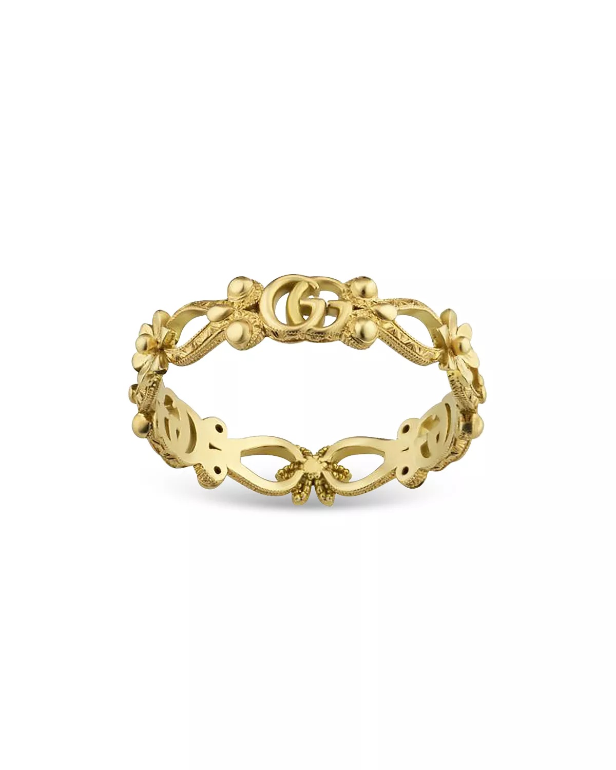 18K Yellow Gold Flora Double G & Flower Openwork Ring - 2