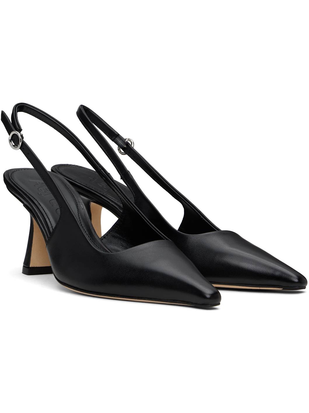 Black Fernanda Leather Slingback Heels - 4