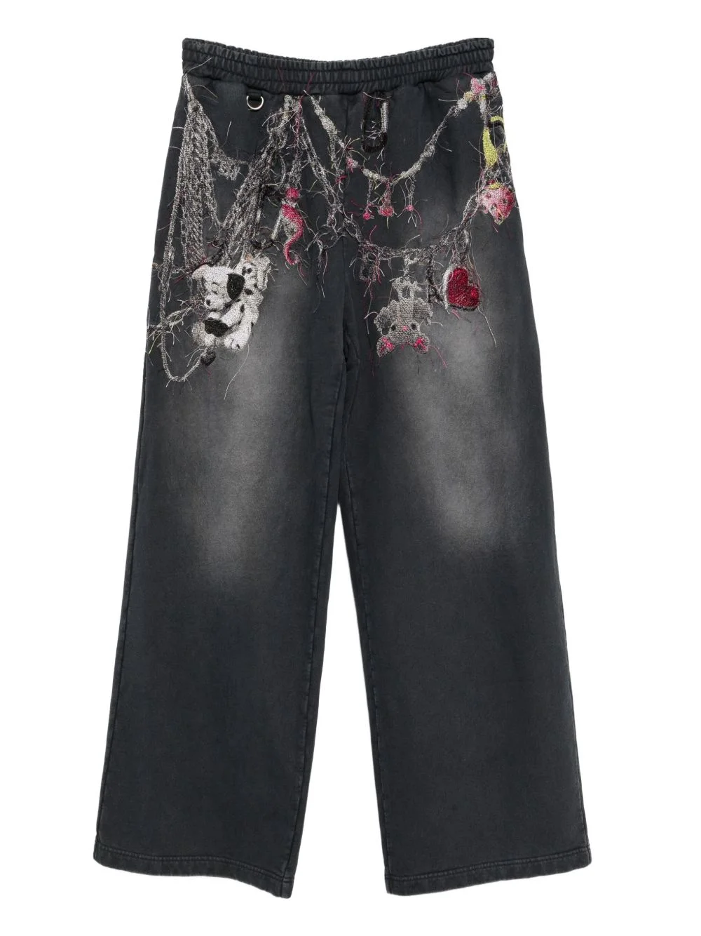 graphic-embroidered track pants - 1
