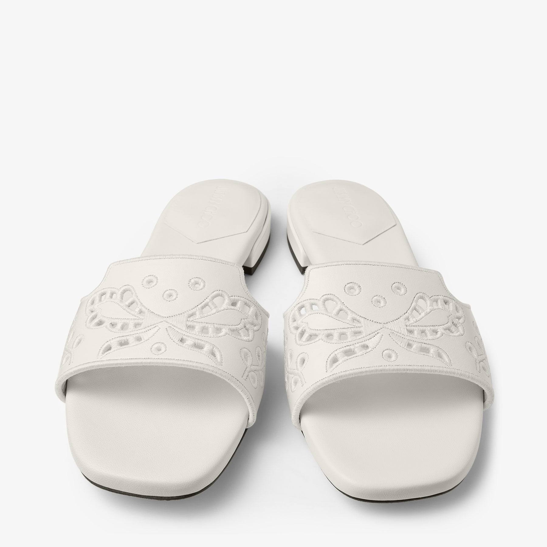 Ariane Flat
Latte Nappa Leather Slide with Sangallo Embroidery - 5