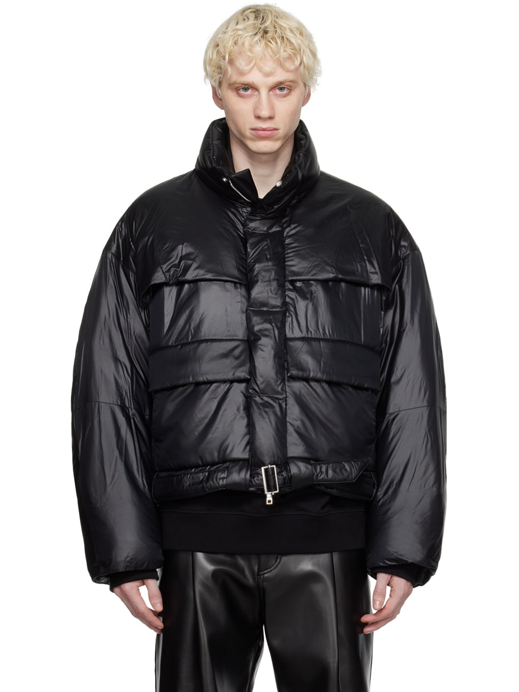 Black Belted Down Jacket - 1
