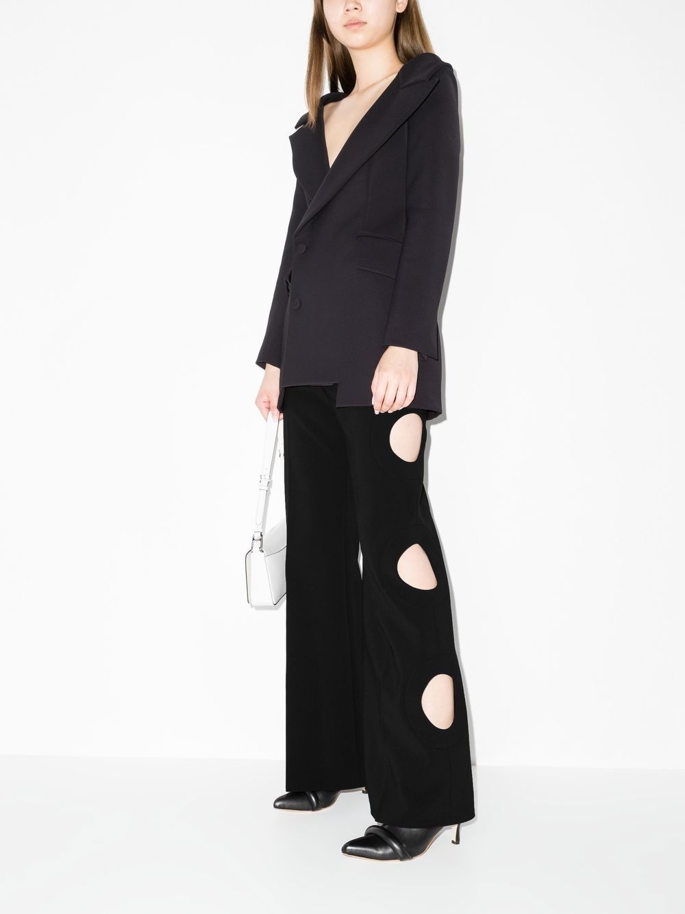 circle cut-out trousers - 2