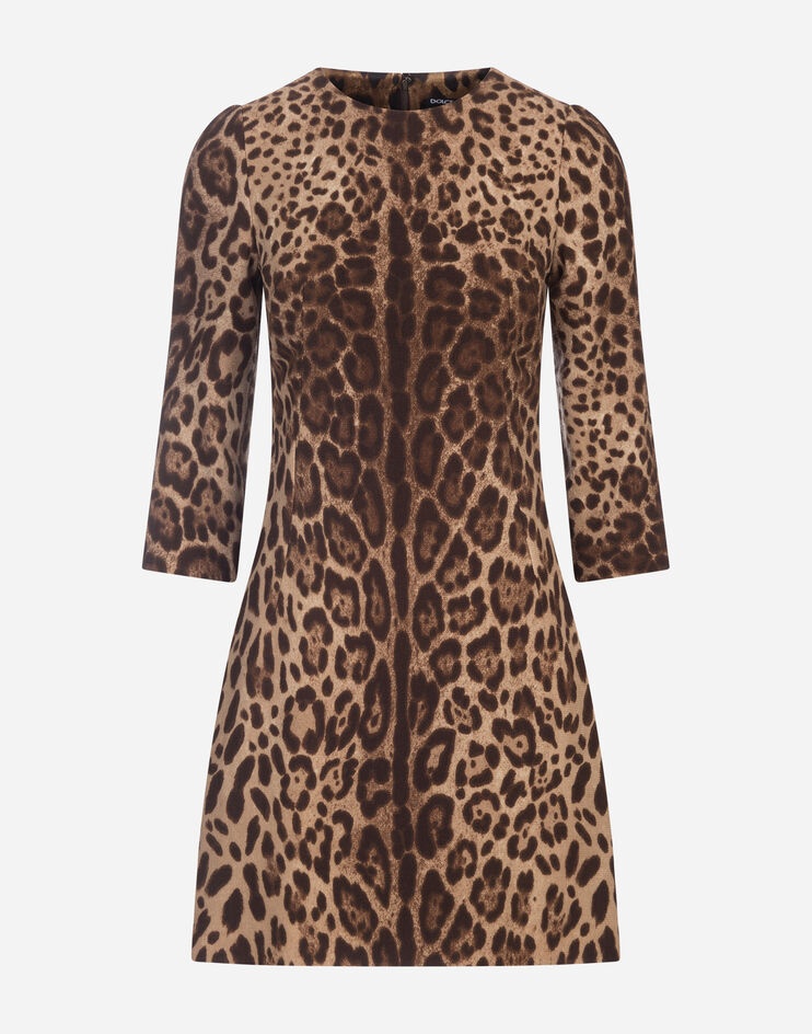 Short leopard print dress in double crêpe - 3