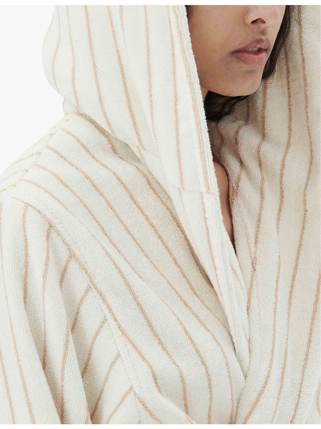 Hooded striped organic-cotton robe - 4