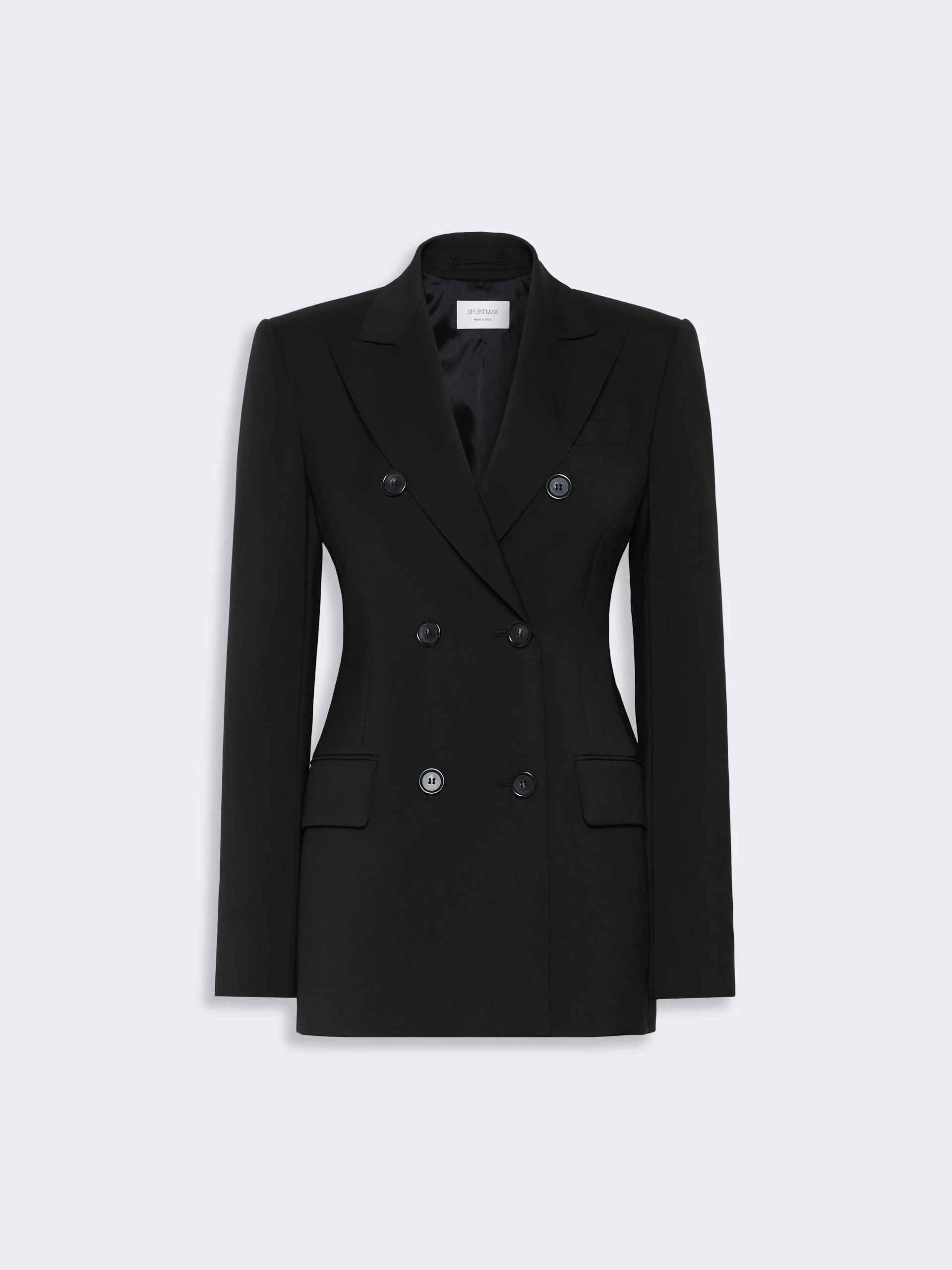 ADAMO Double-breasted natural stretch wool blazer - BLACK - 1