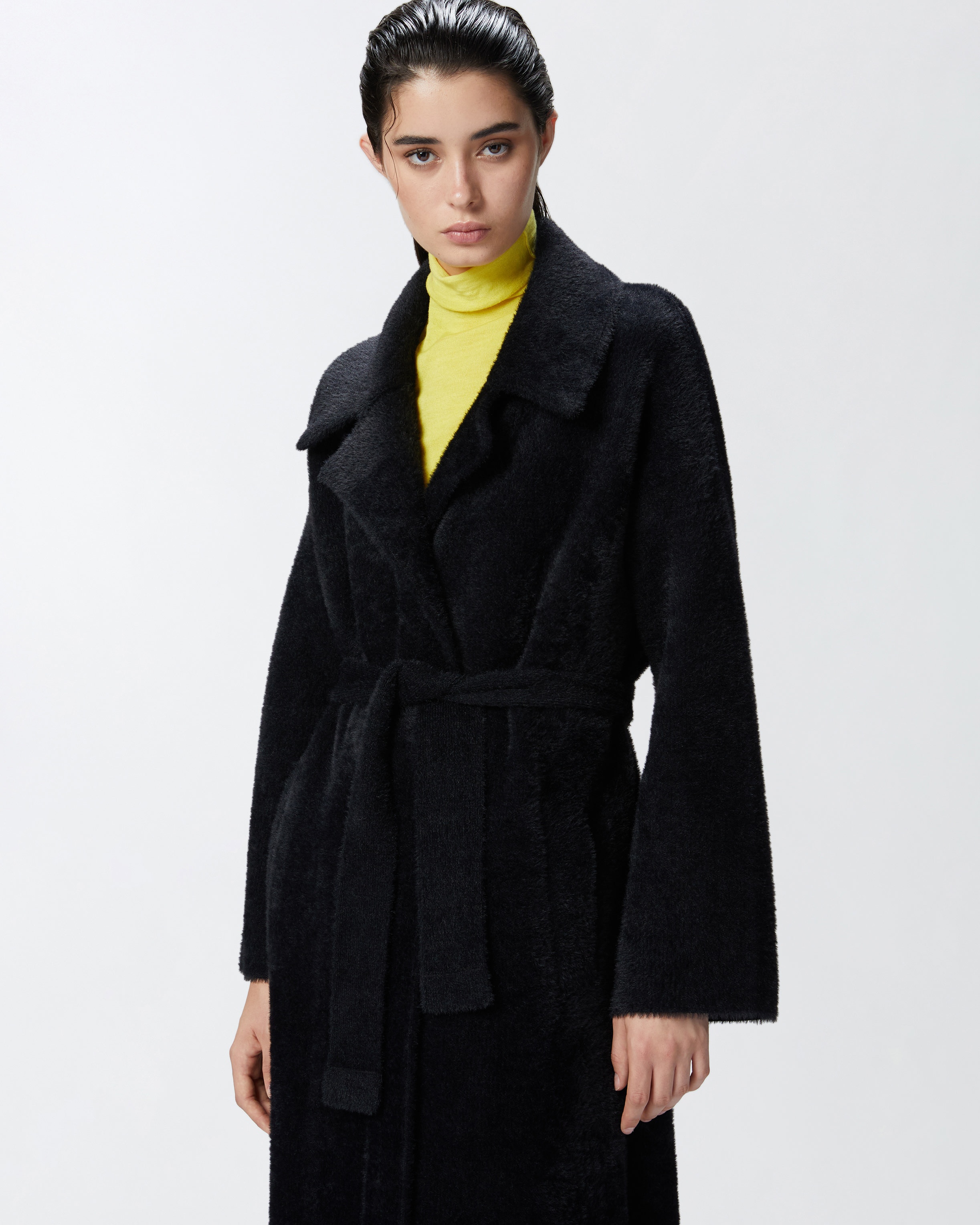 FAUX FUR WRAPAROUND COAT WITH BELT - 3