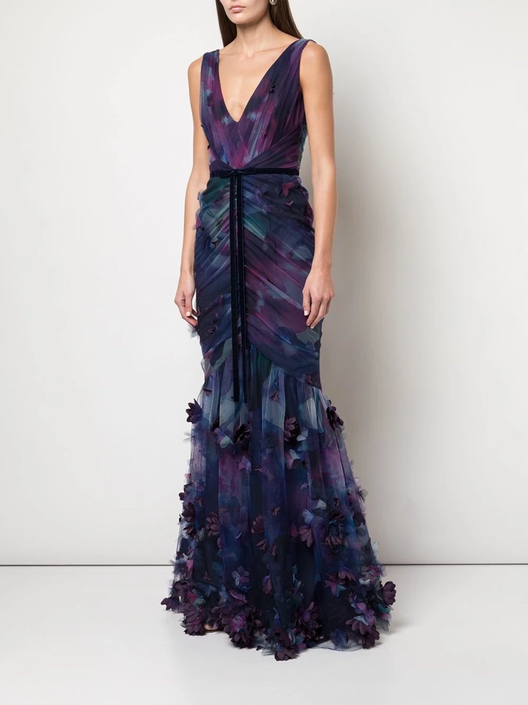 FIT-TO-FLARE 3D FLORAL PRINT GOWN - 2