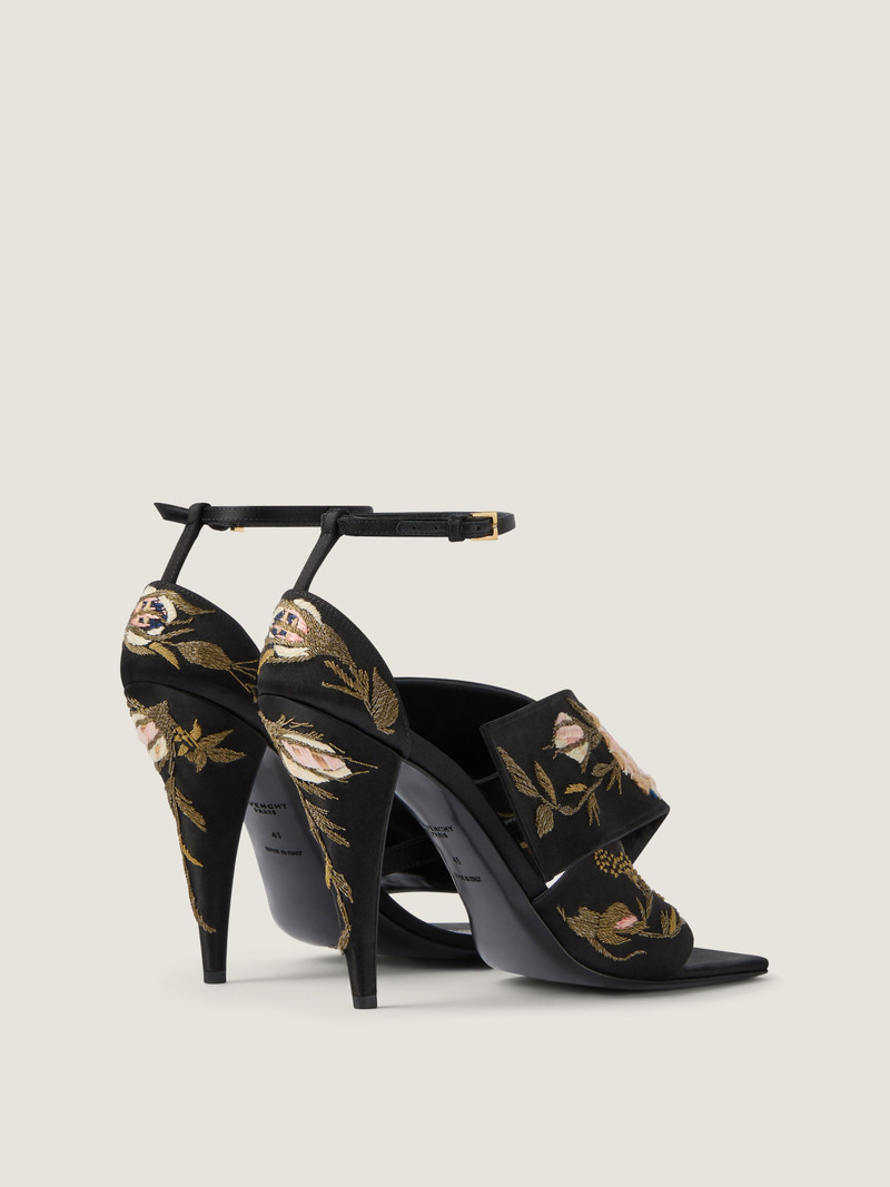 SLICED SQUARE HEELED SANDALS WITH FLORAL EMBROIDERIES 5
