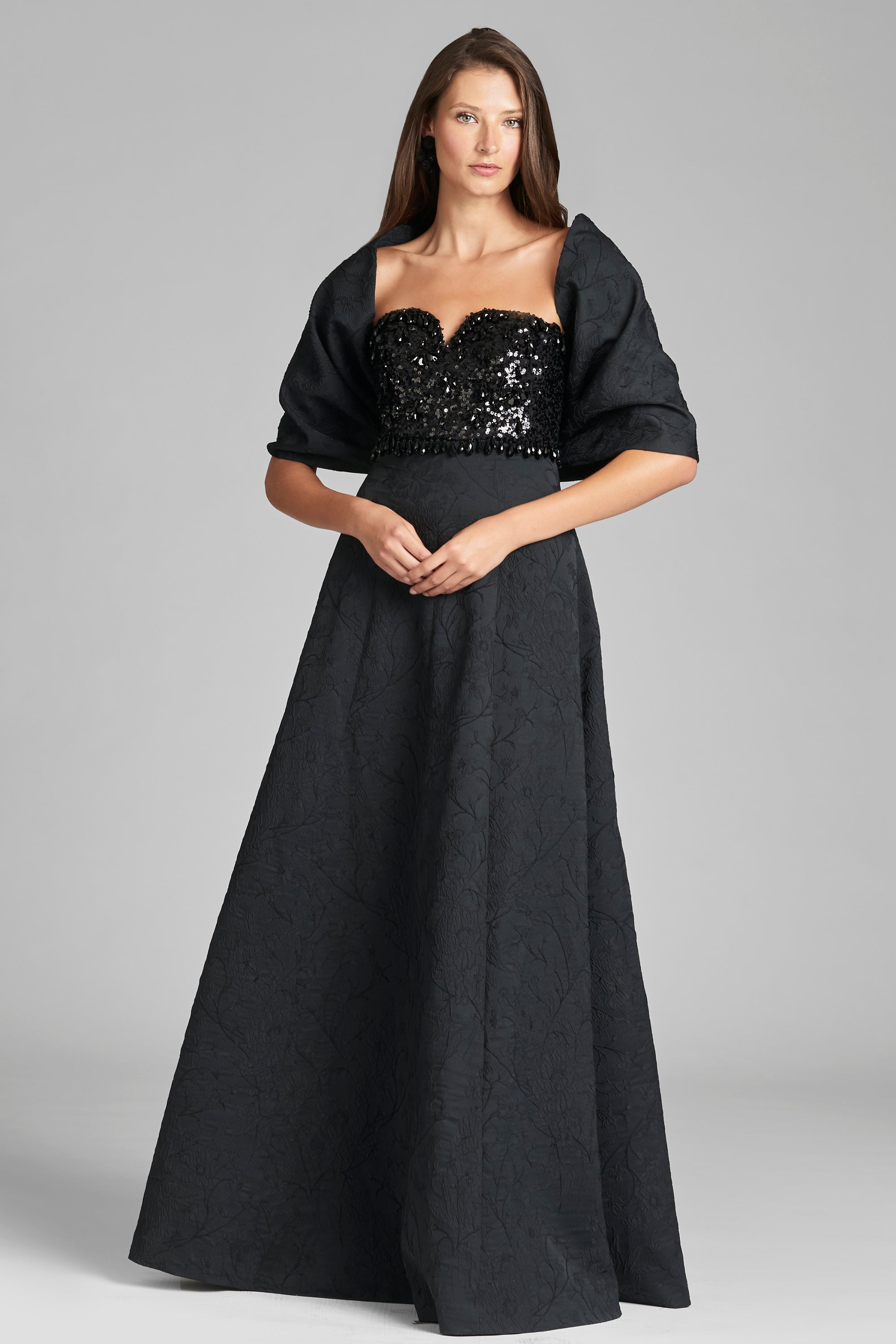 THE HUG SHAWL - BLACK JACQUARD CLOQUE - 2