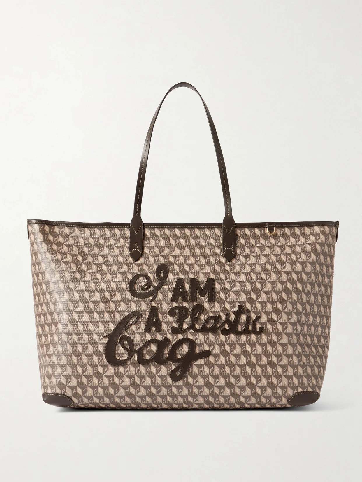 I Am A Plastic Bag Leather-trimmed Coated-canvas Tote - 1
