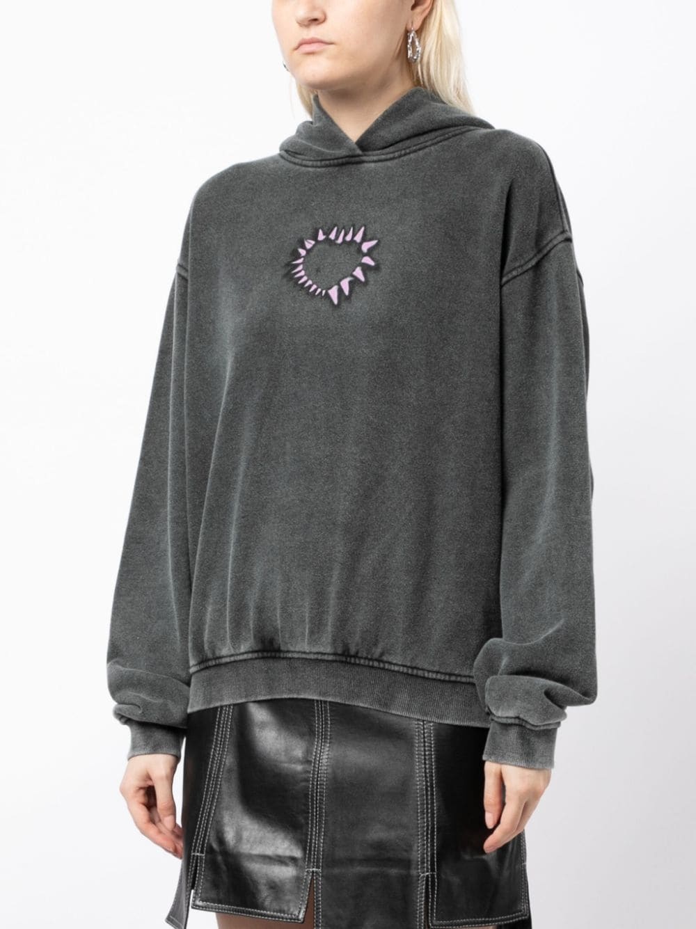 graphic-print cotton hoodie - 3