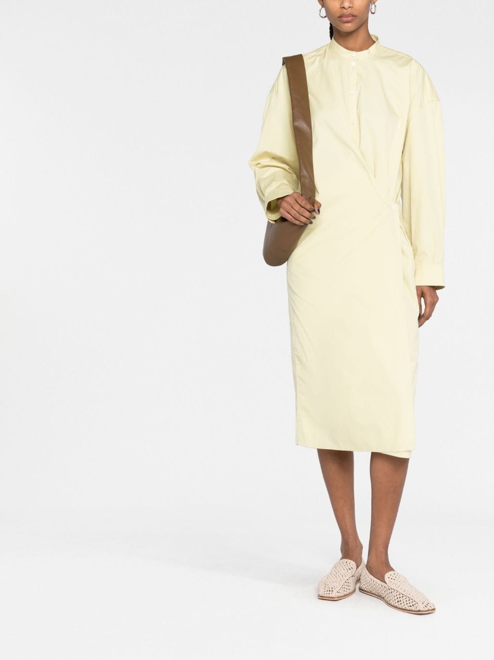 officer-collar wrap shirtdress - 2