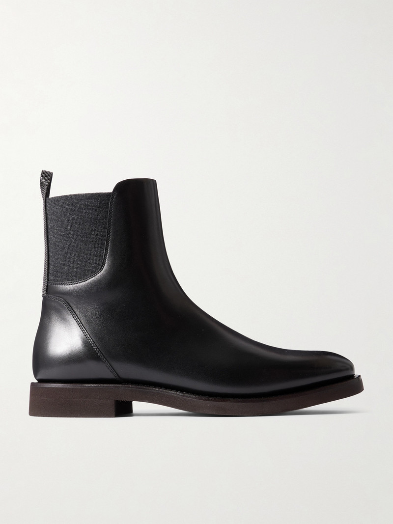 Bead-embellished Leather Chelsea Boots 1