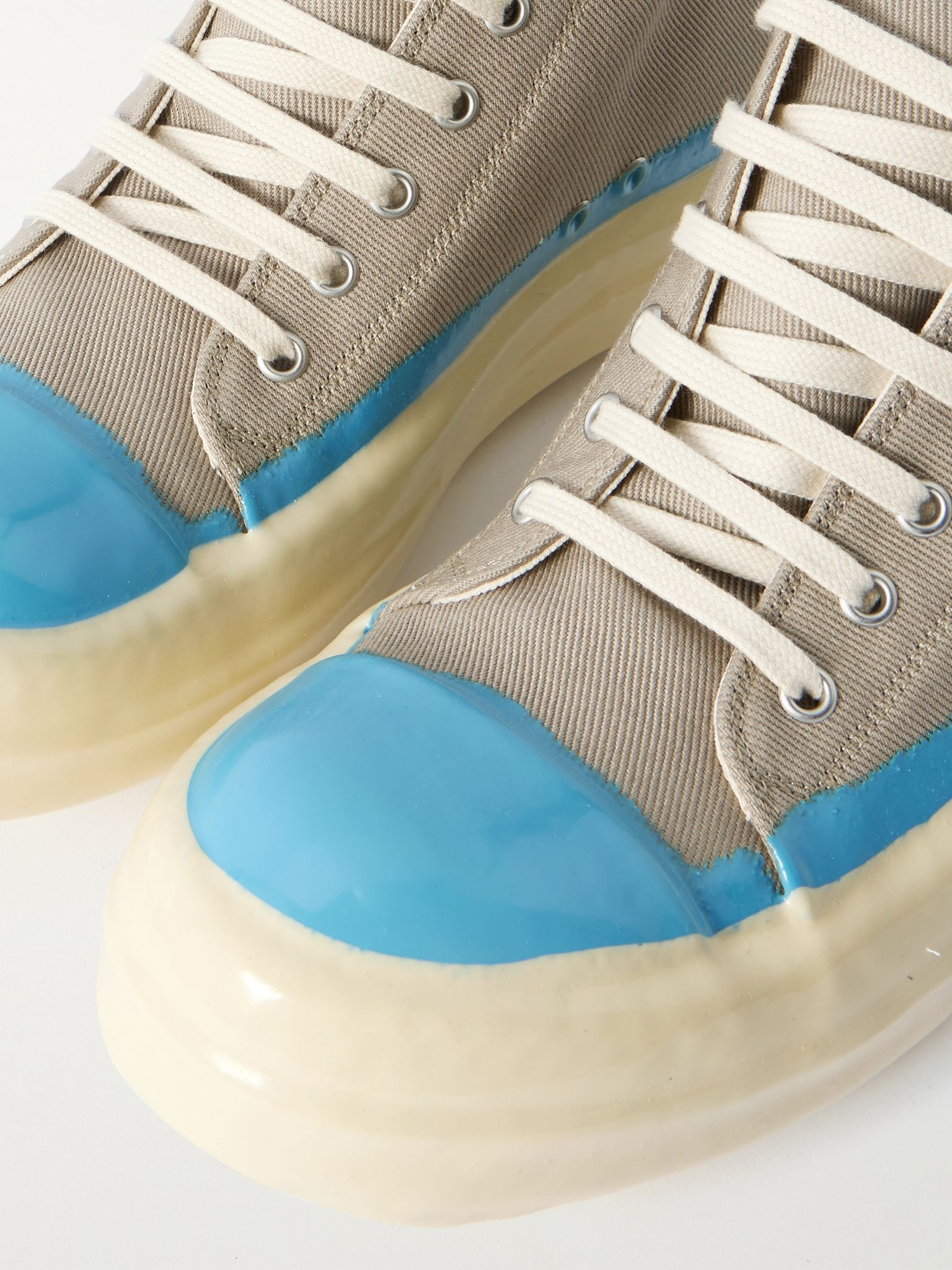 Lacquered-Denim Sneakers Gray - 5