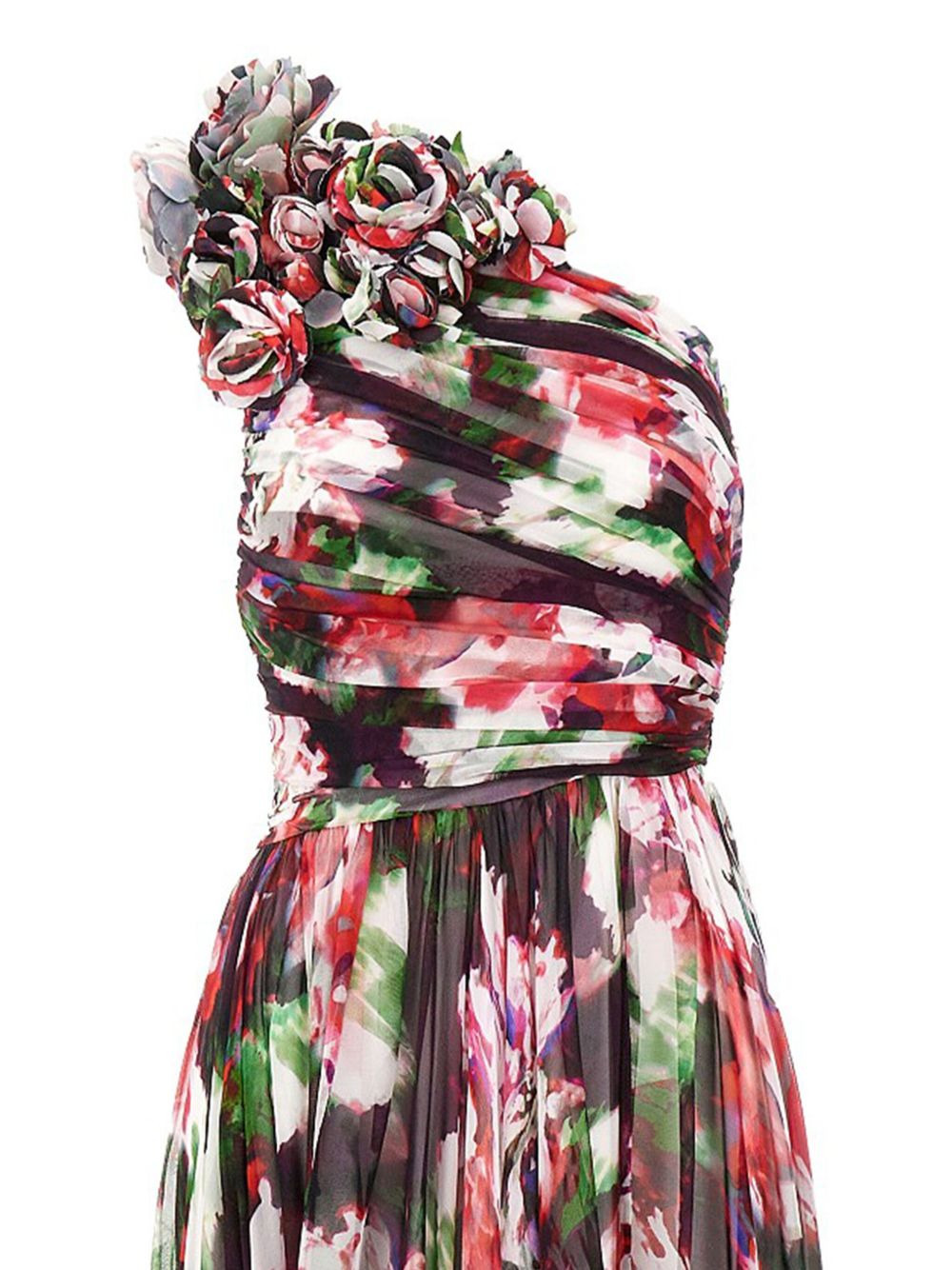 floral-print one-shoulder maxi dress - 3