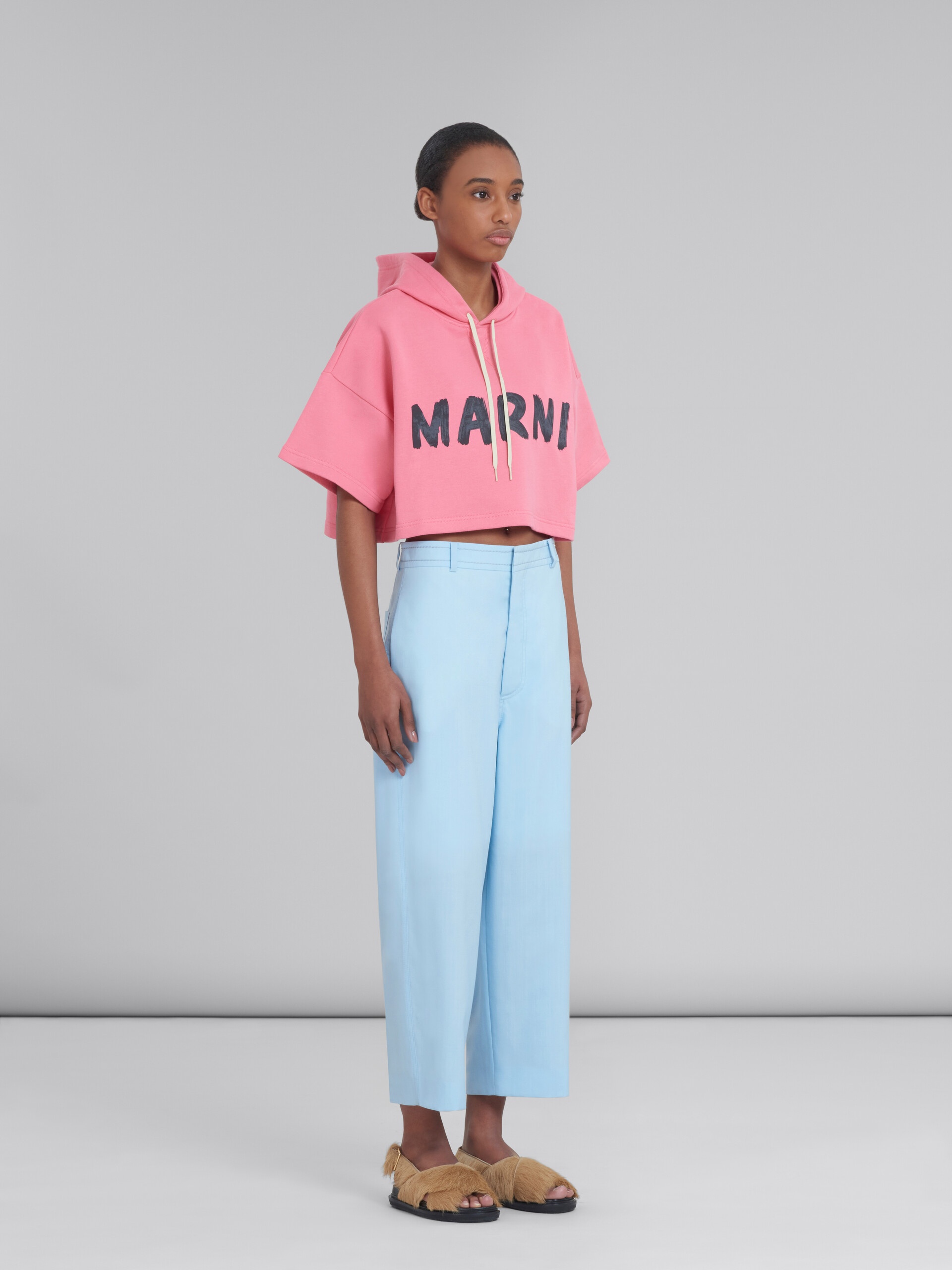 PINK SWEATSHIRT IN BIO COTTON WITH LOGO - 5