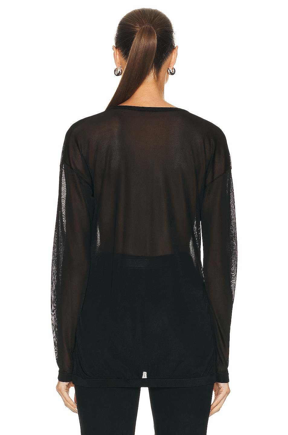 Semi Sheer Viscose Knit Sweater In Black - 3