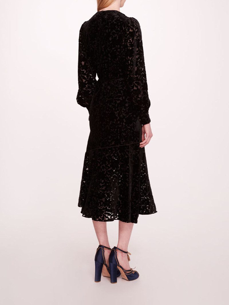 Marchesa VELVET BURNOUT MIDI DRESS outlook