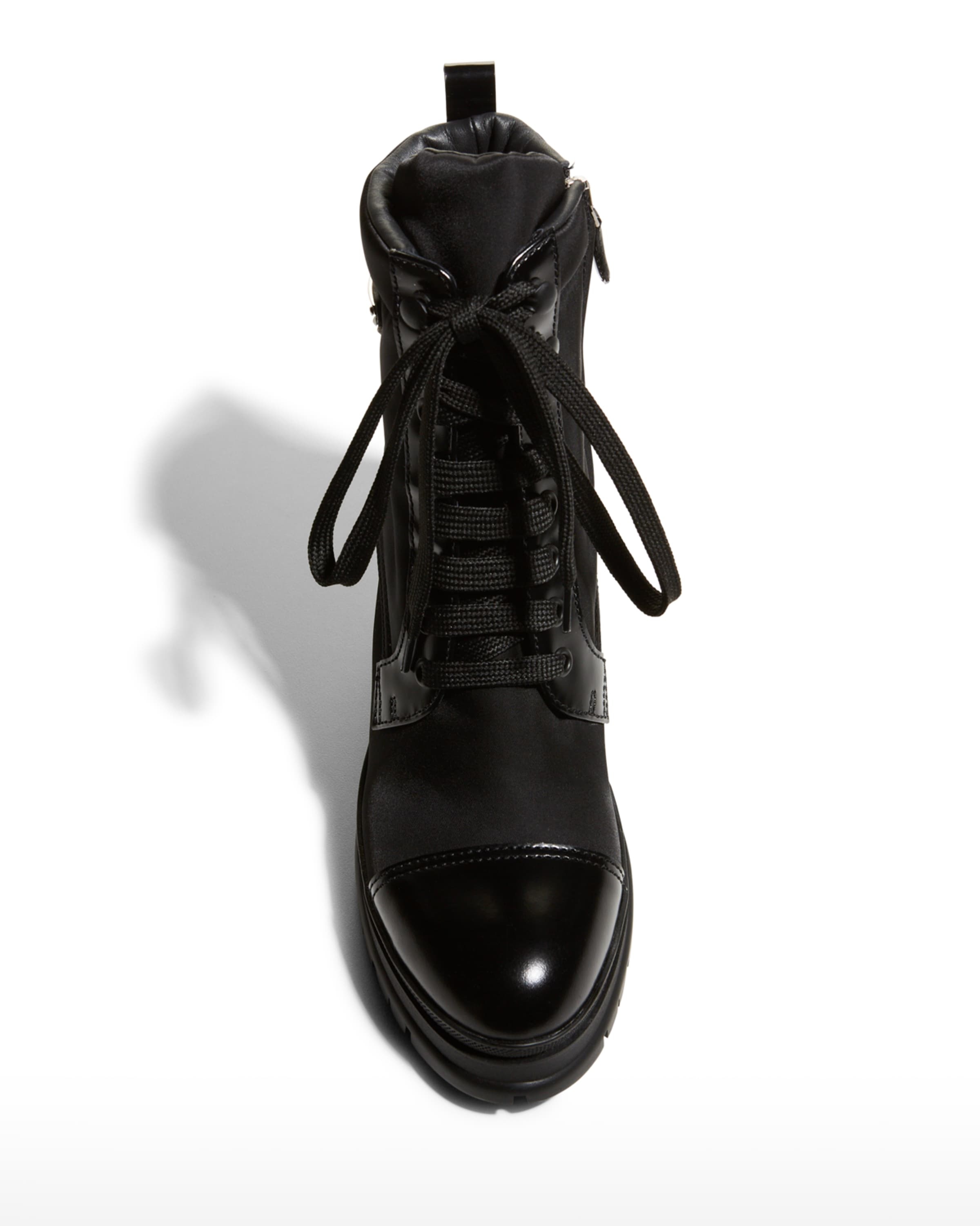 Prada block heel combat boot best sale