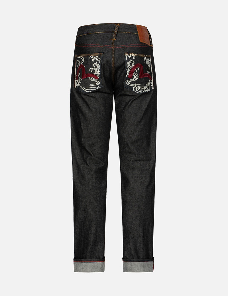 EVISU SEAGULL TEXTURED EMBROIDERY SLIM FIT JEANS #2010 outlook
