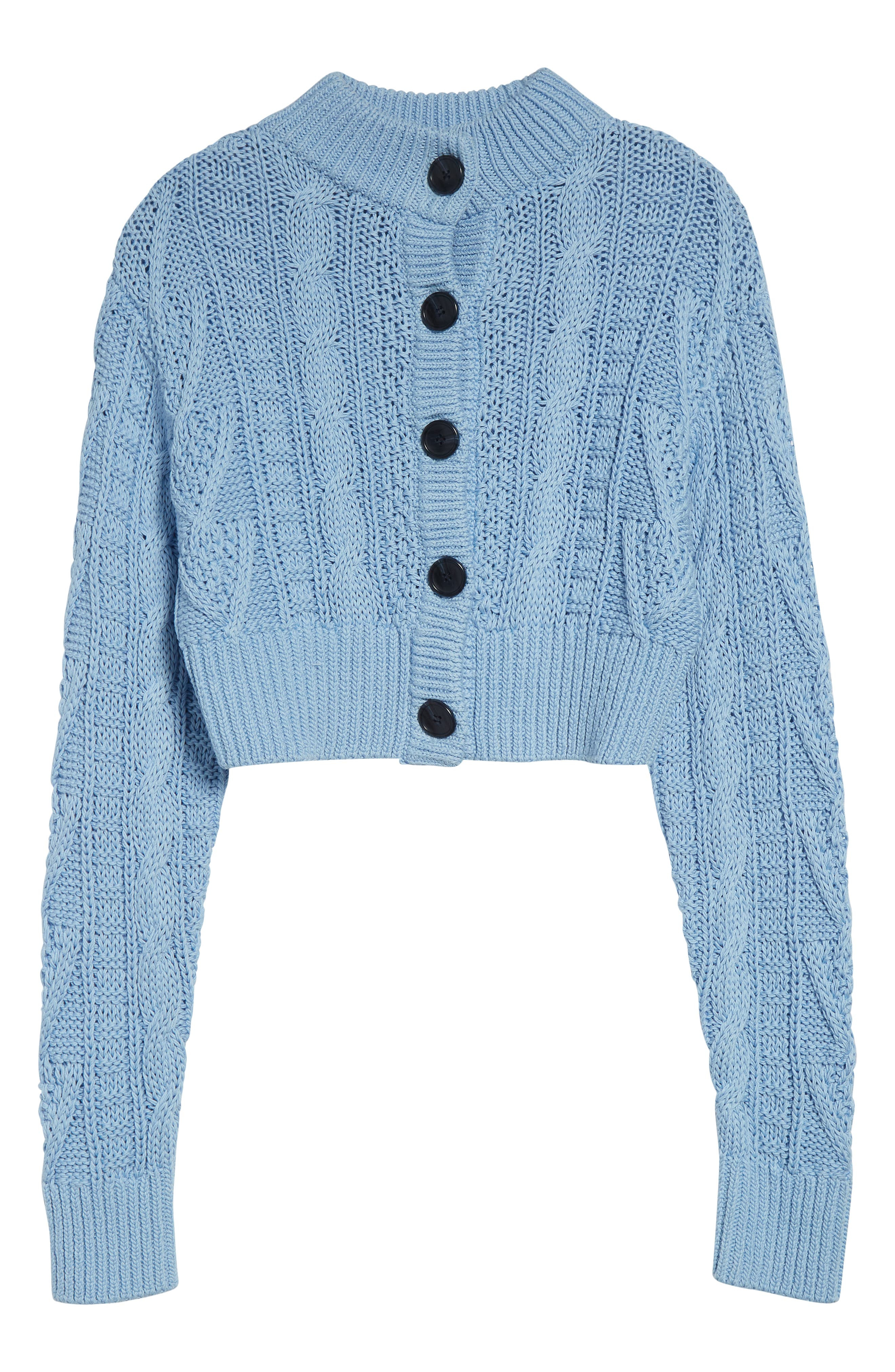 Emilia Wickstead Aleph Mixed Cable Cotton Cardigan in Baby Blue at Nordstrom - 5