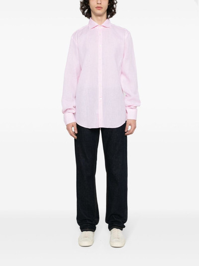 Canali spread-collar linen shirt outlook