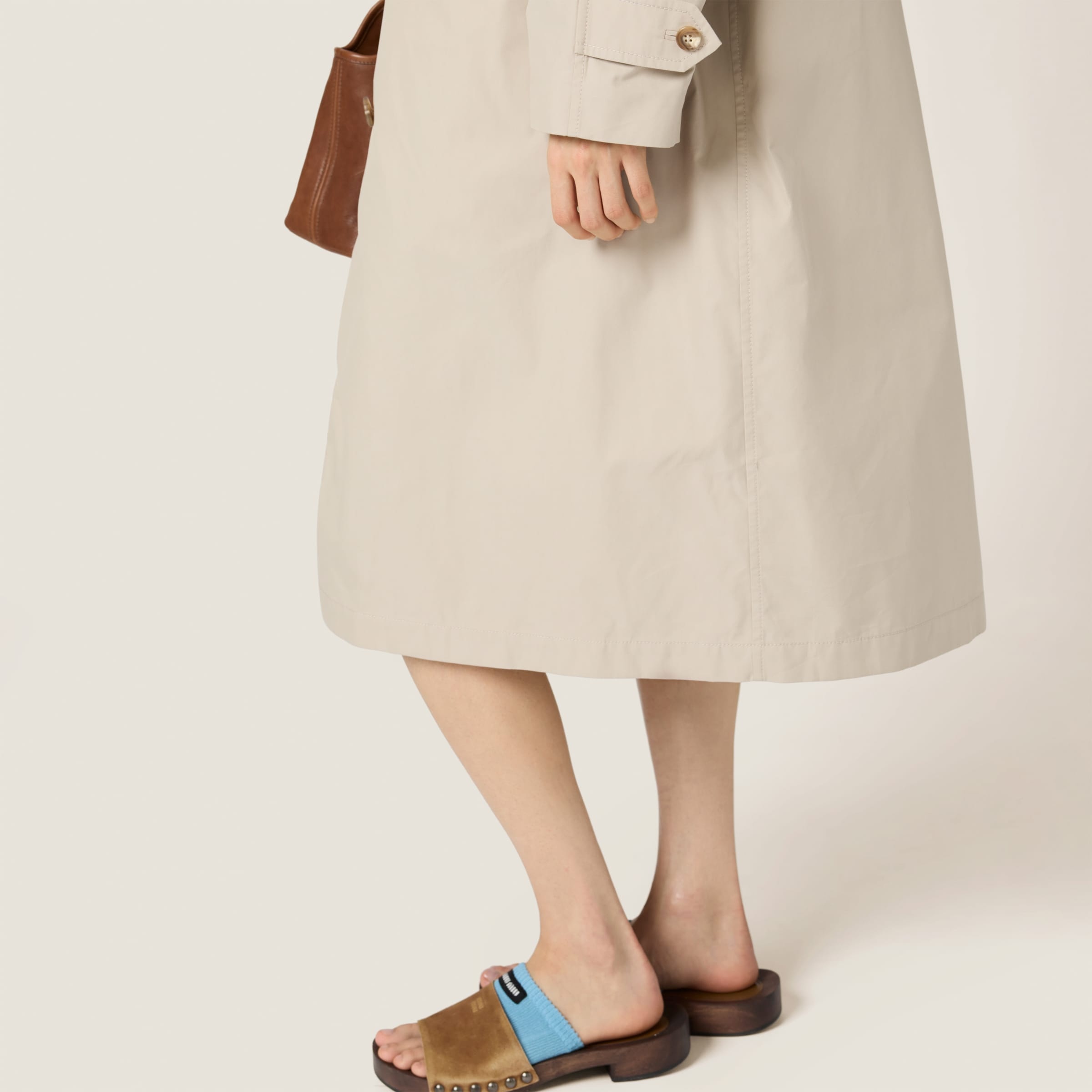 Reversible single-breasted Panama cotton and technical Pongé coat - 6