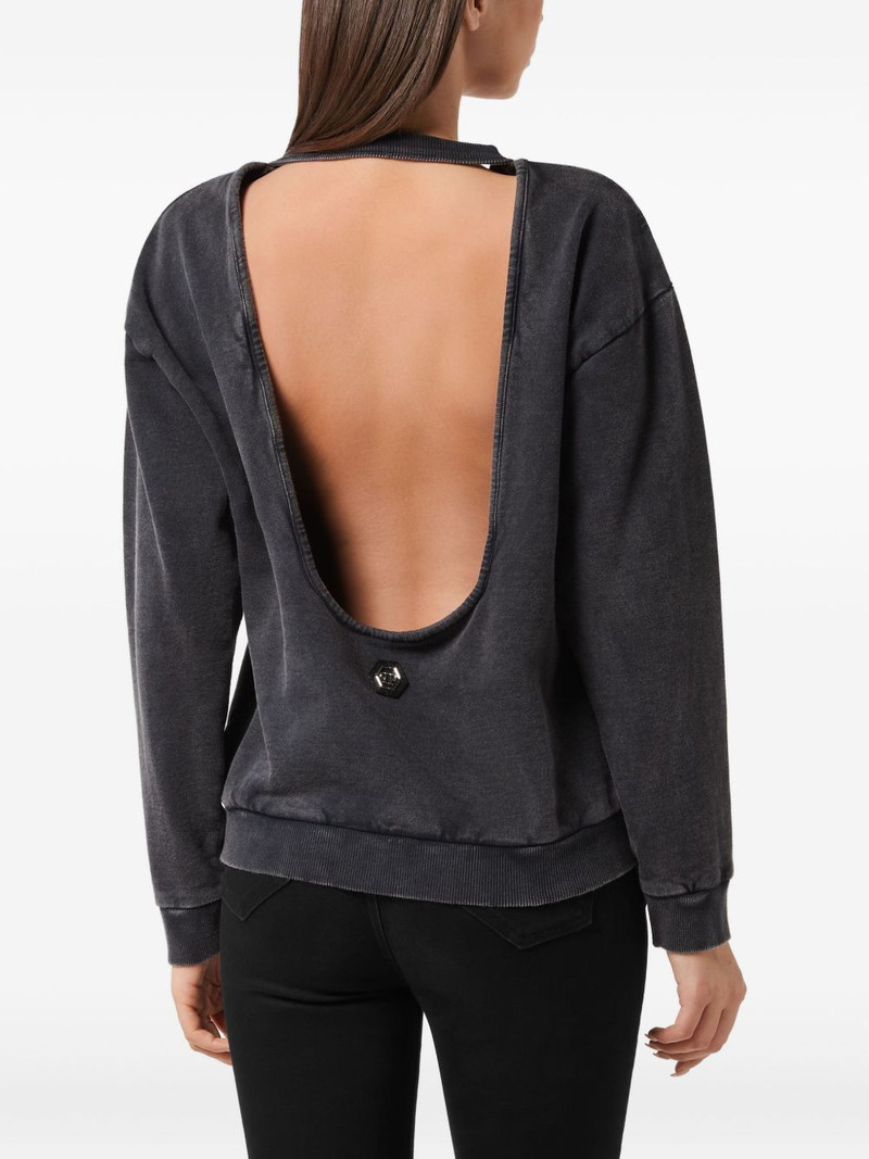 PHILIPP PLEIN open back roundneck sweatshirt outlook