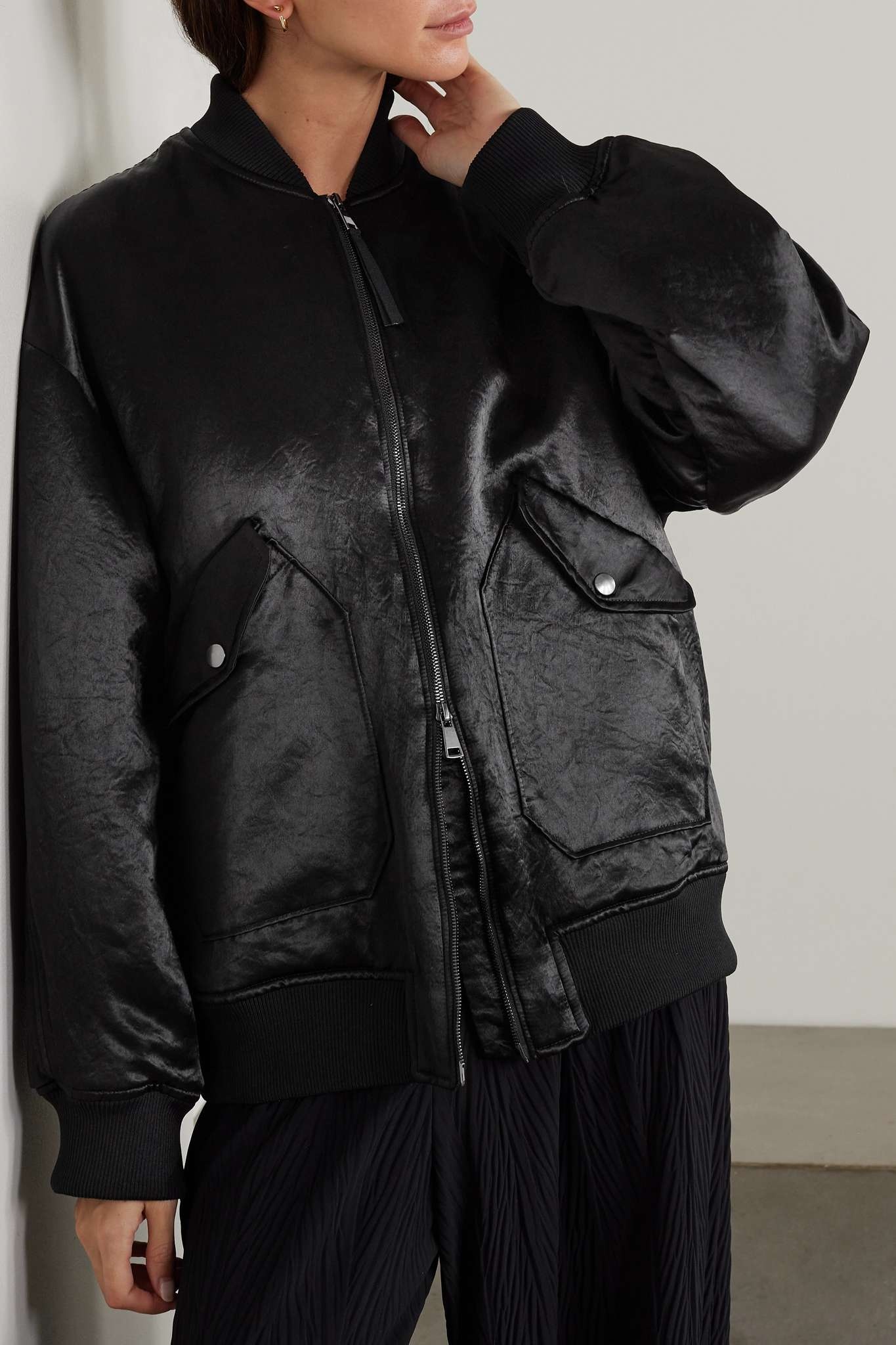 Max Mara Leisure Imelde oversized crinkled-satin bomber jacket