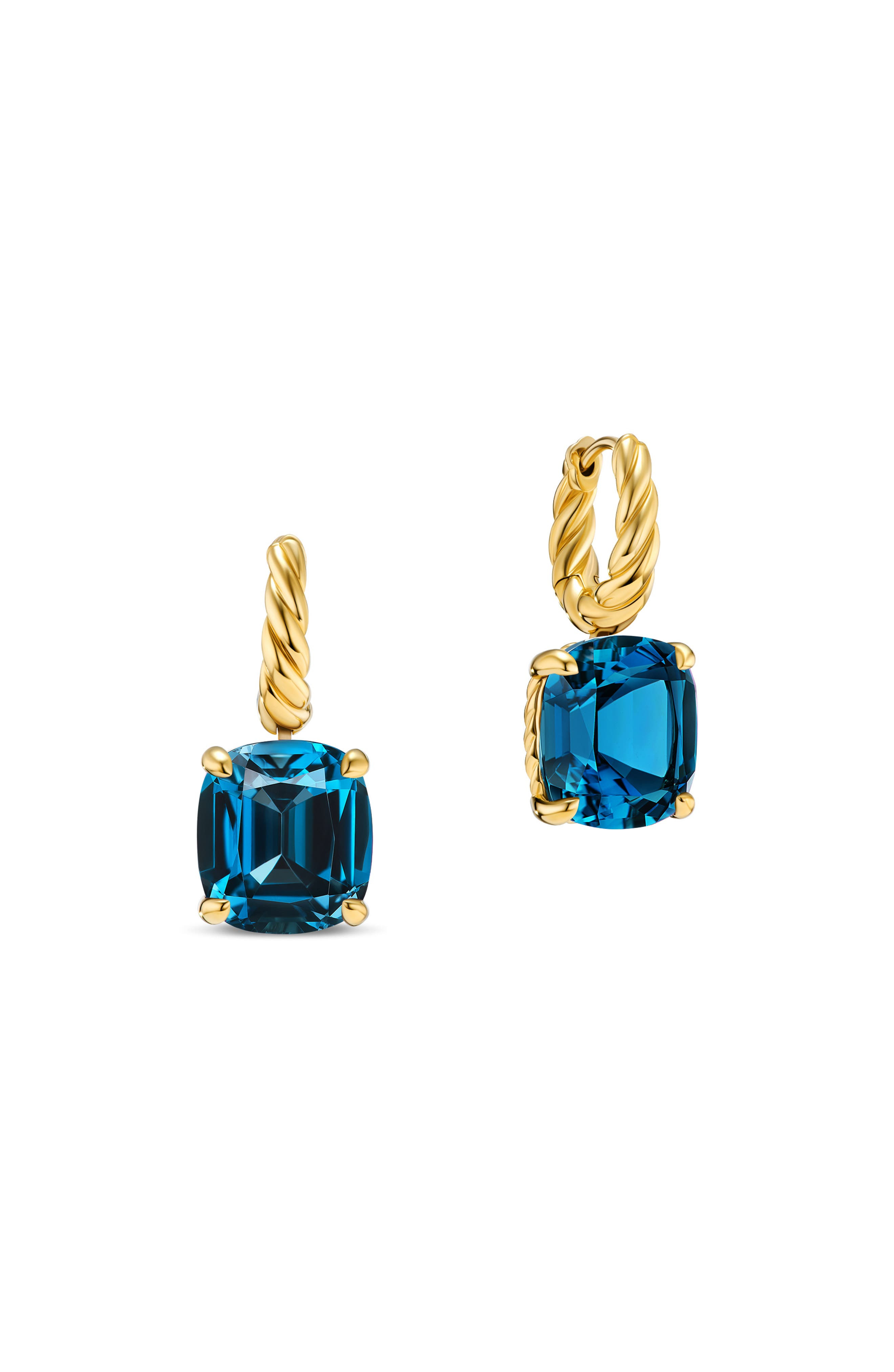 David Yurman Marbella Stone Drop Huggie Hoop Earrings in 18K Yellow Gold/Blue Topaz at Nordstrom - 5