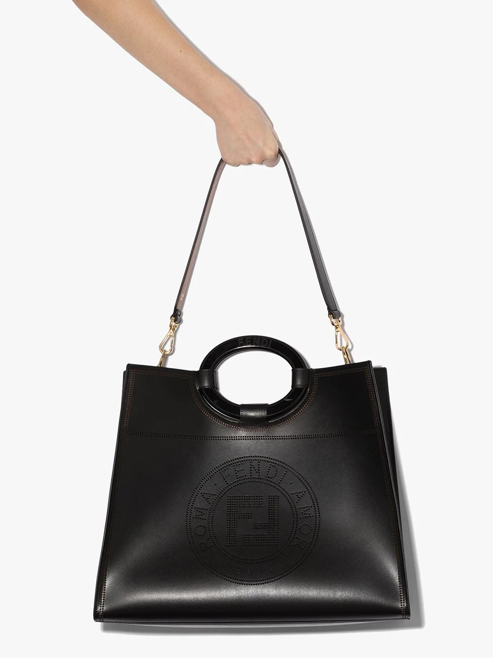 perforated logo tote bag - 6