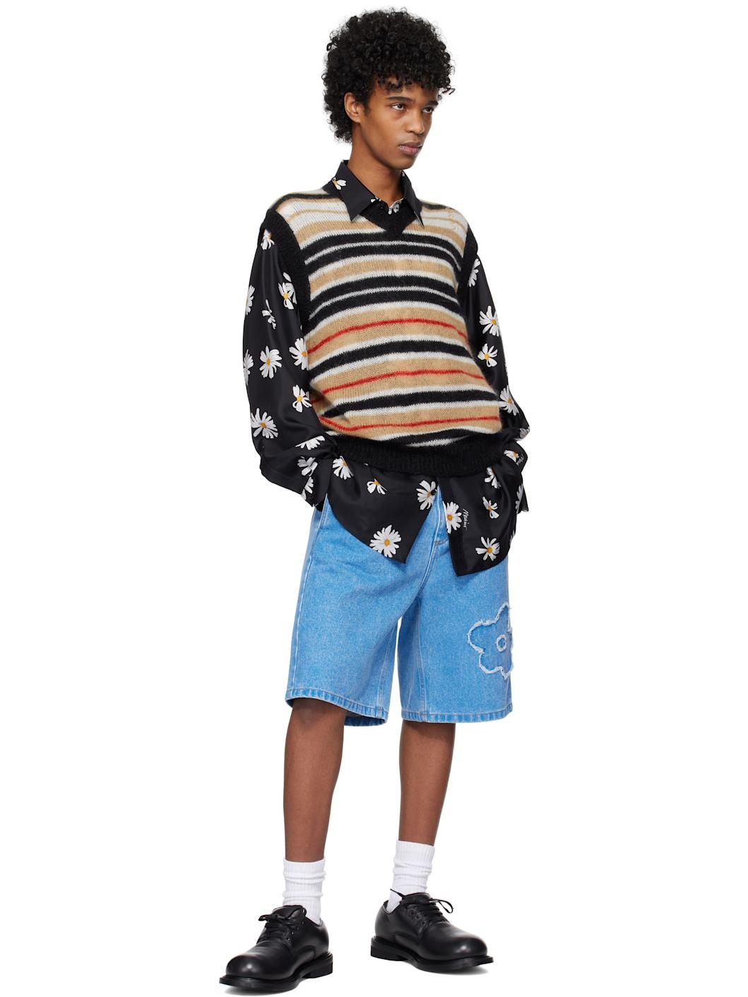 Blue Patch Denim Shorts - 4
