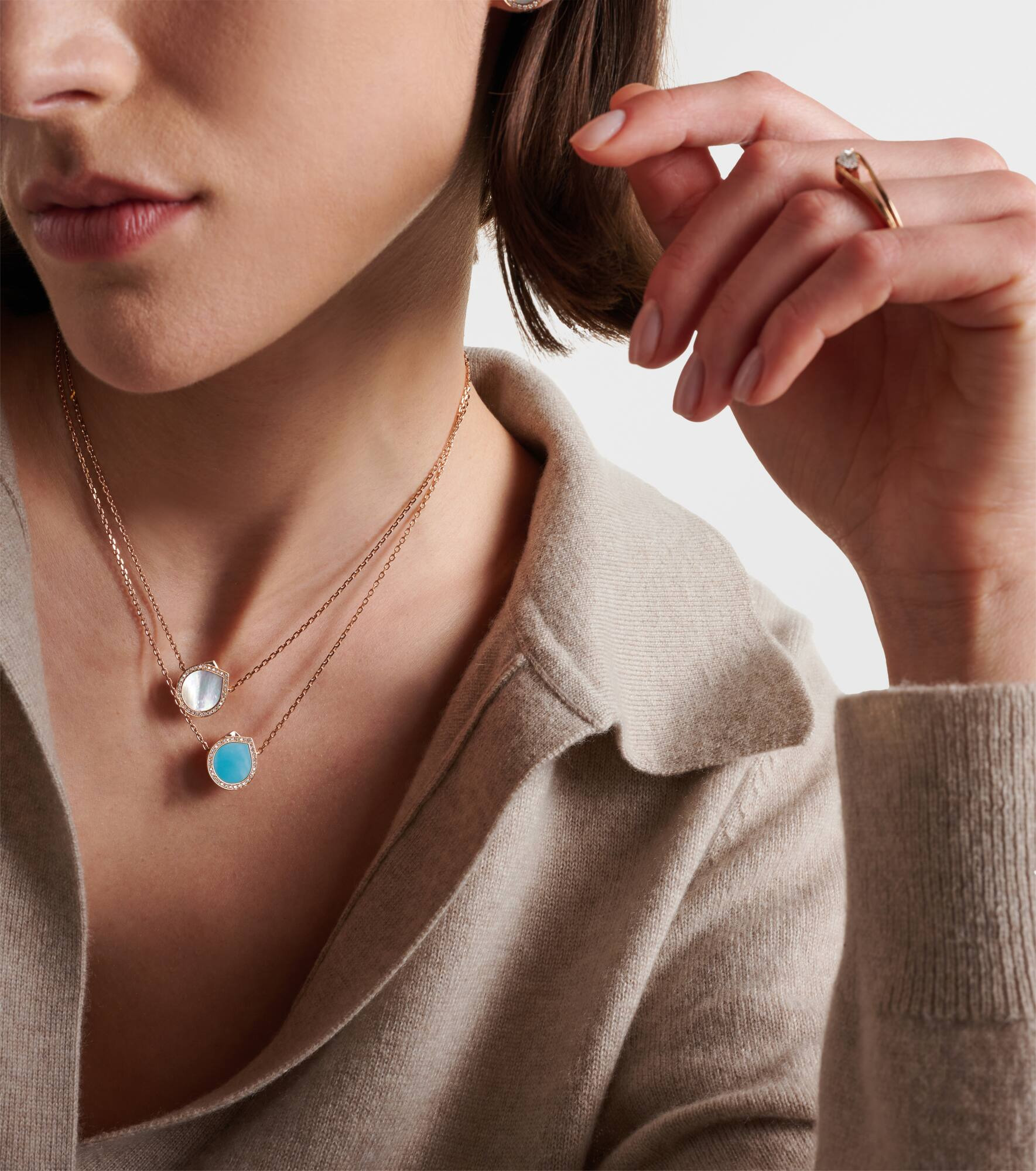 Antifer 18kt rose gold pendant necklace with turquoise and diamonds - 3