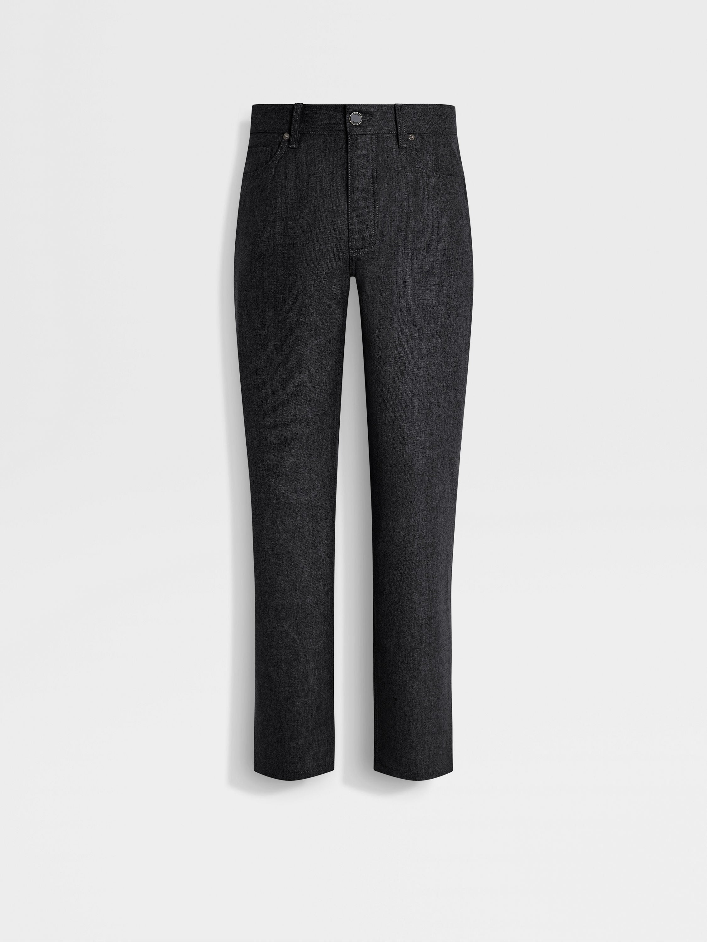 DARK GREY WOOL AND CASHMERE ROCCIA PANTS - 2