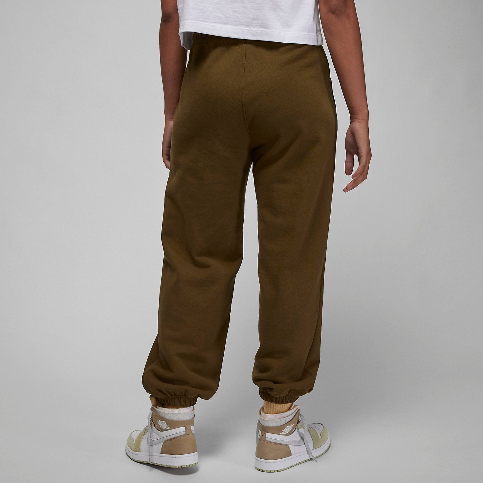 (WMNS) Air Jordan Flight Fleece Trousers 'Light Olive' DQ4607-385 - 5